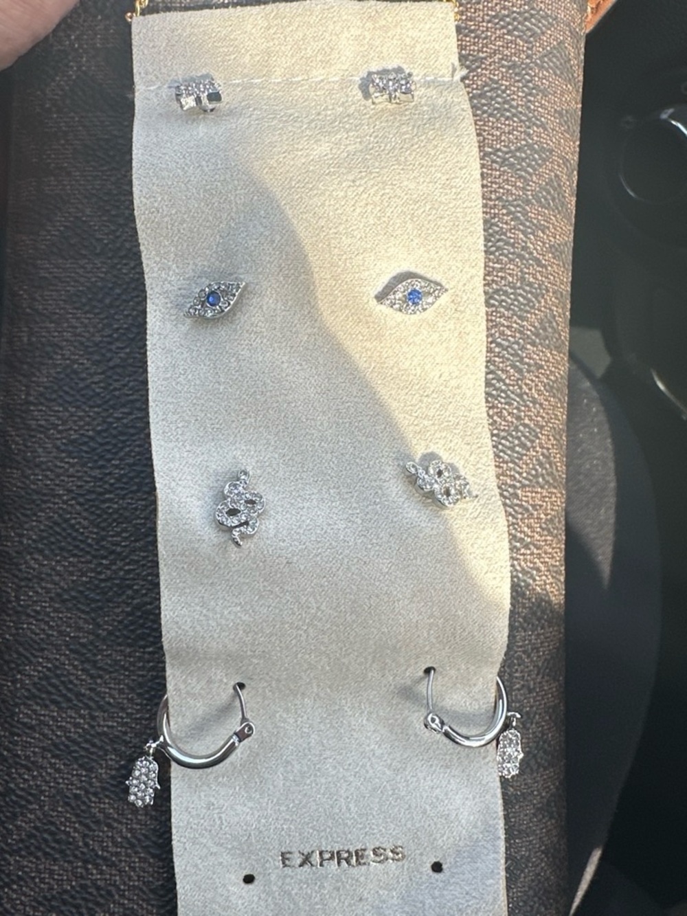 Express Silver Earrings Set with Blue Accents
